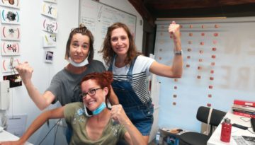 Iolanda Parés, Elisenda Soler i Anna Dot. Equip directiu de l'Escola d'Arts Plàstiques de Torelló.